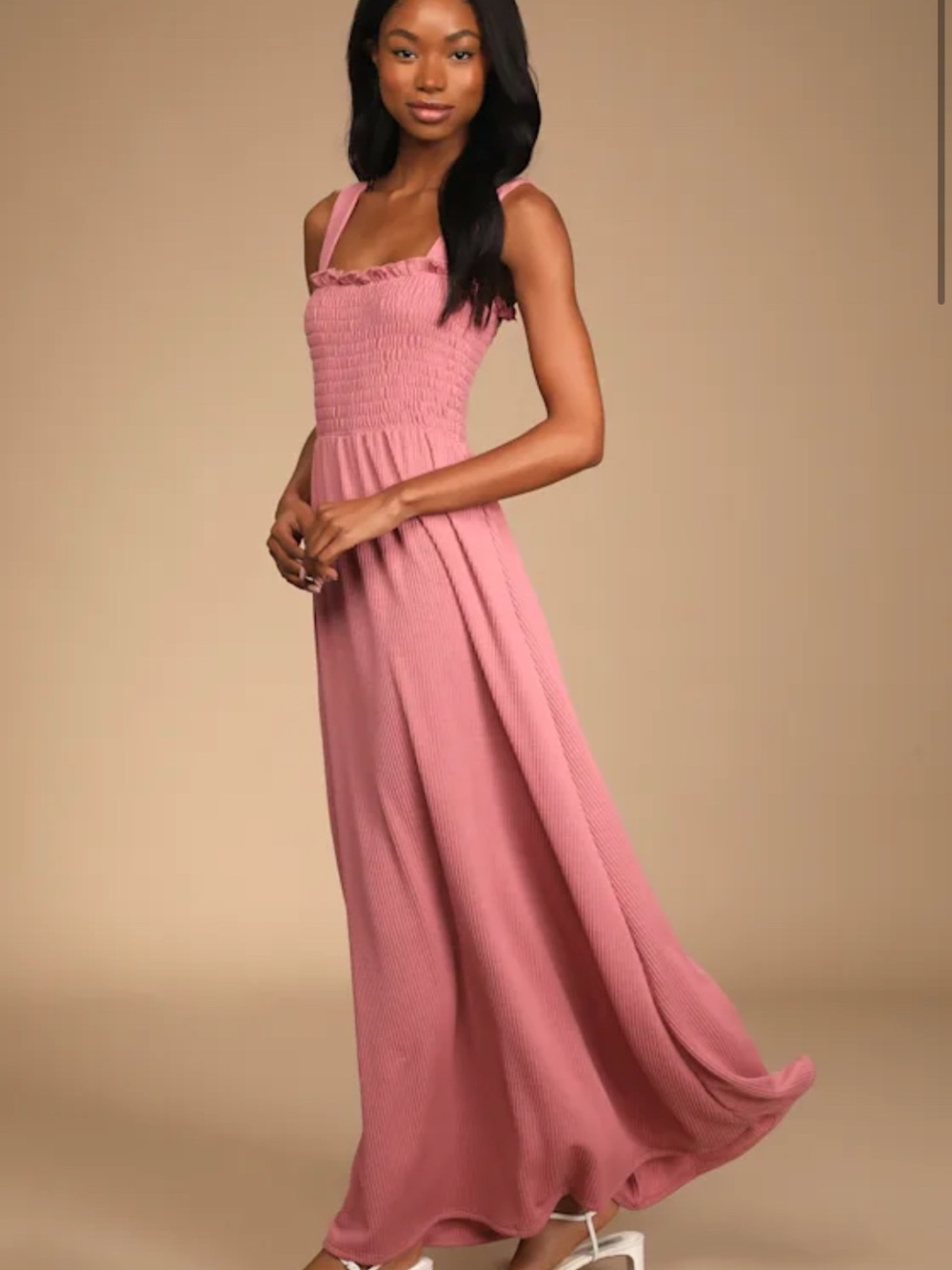 Lulu's Dancing into Love Mauve Ribbed Knit  Maxi Dress